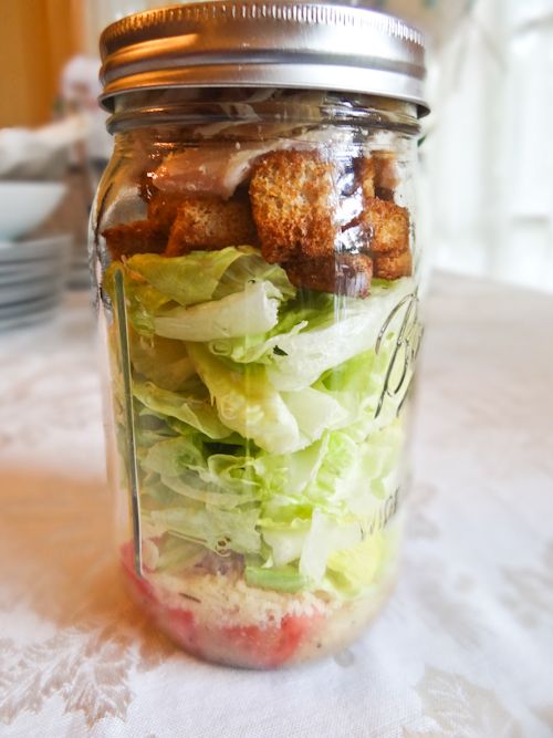 caesar salad in a jar
