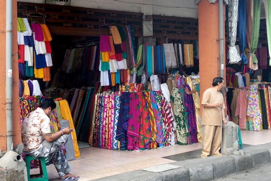 an abundance of textile shops at jalan sulawesi bali